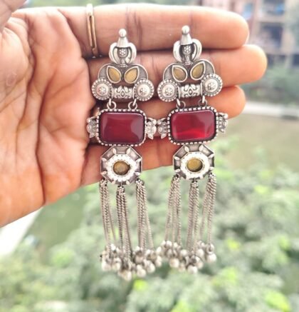 EARRING STONE-RED