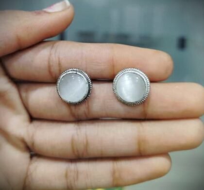 STUD STONE EARRING -WHITE