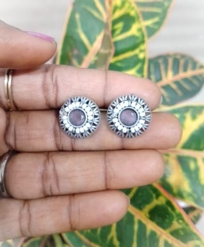 STUD EARRING STONE PINK