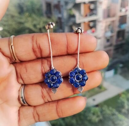 EAR PIN  STONE- BLUE