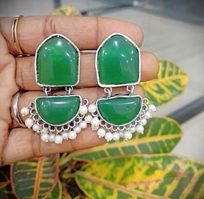 STUD STONE EARRING-GREEN