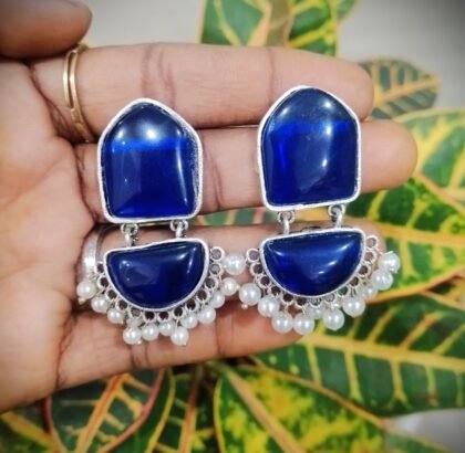 STUD STONE EARRING-BLUE
