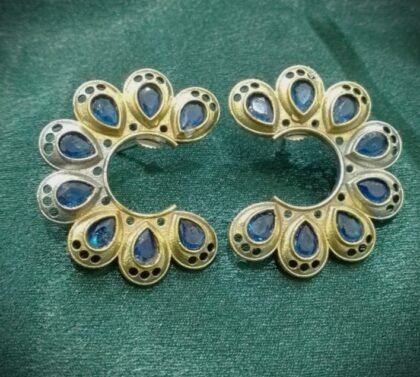 DUAI TONE STONE EARRING-BLUE