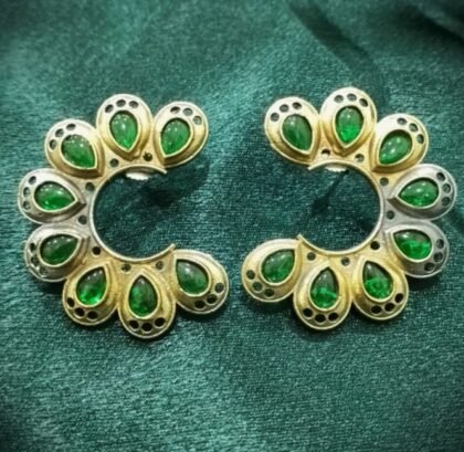 DUAI TONE STONE EARRING-GREEN