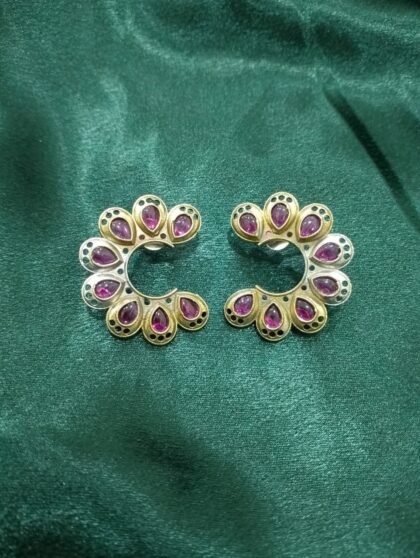 DUAI TONE STONE EARRING-RED