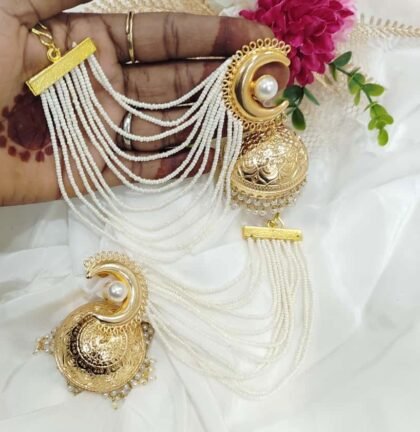 KASHMIRI  EAR CHAIN EARRINGS-JHUMKA