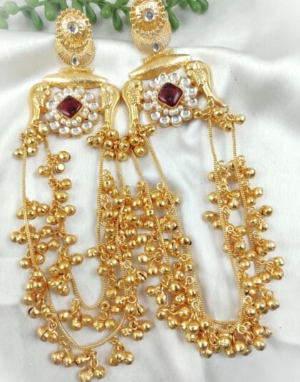 KASHMIRI STONE EARRINGS-RED