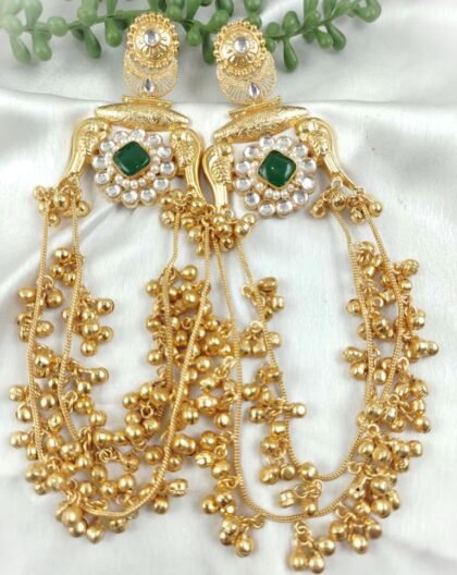 KASHMIRI STONE EARRINGS-GREEN