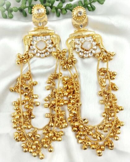 KASHMIRI STONE EARRINGS-WHITE