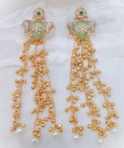 KASHMIRI STONE EARRINGS-MINT