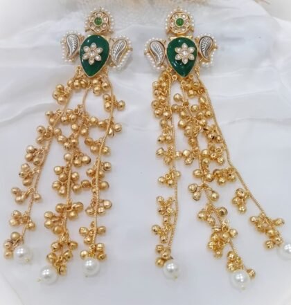 KASHMIRI STONE EARRINGS-GREEN