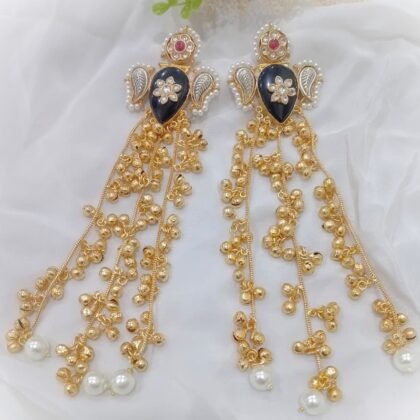 KASHMIRI STONE EARRINGS-BLACK