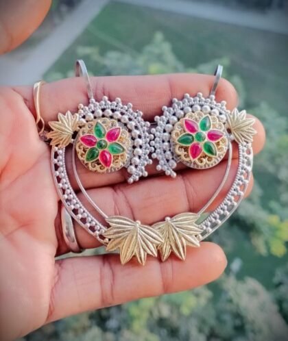 DUAL TONE EAR CUFF STONE-RED&GREEN