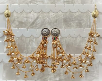 KASHMIRI  EAR CHAIN EARRINGS -DUAL TONE