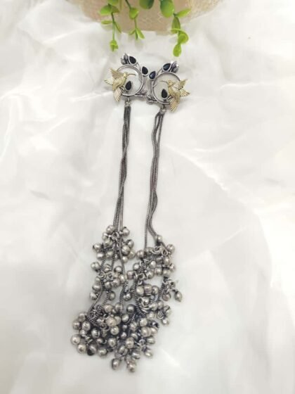 DUAL TONE KASHMIRI EARRING STONE-WHITE ,BLACK