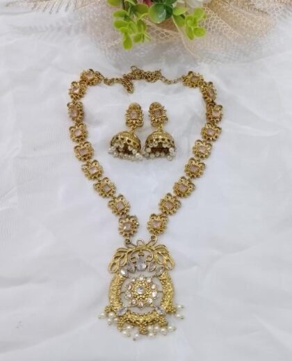 GOLDEN NECKLACE SET STONE-PINK