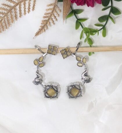 SILVER EAR CUFF STONE -YELLOW