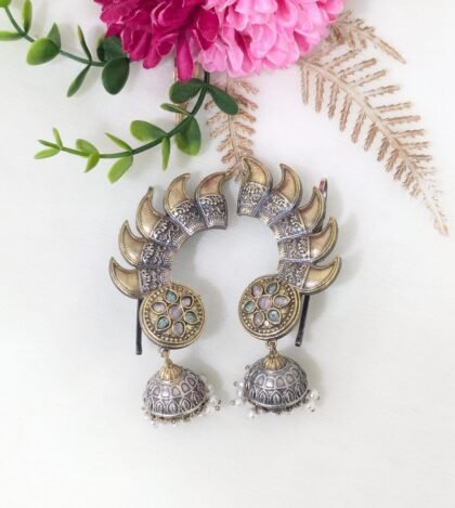 DUAL TONE EAR CUFF STONE -PINK TEAL