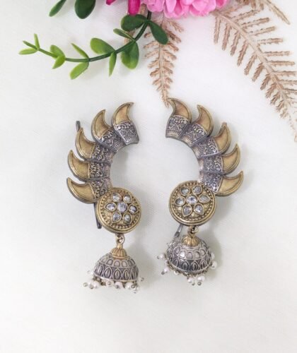 DUAL TONE EAR CUFF STONE -WHITE