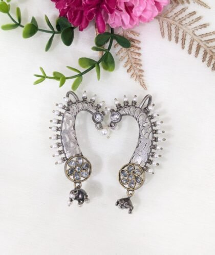 DUAL TONE EAR CUFF STONE -WHITE