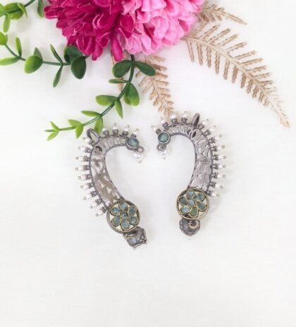 DUAL TONE EAR CUFF STONE -MINT