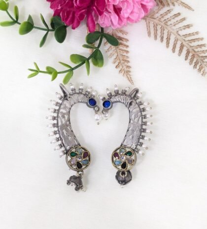 DUAL TONE EAR CUFF STONE -BLUE ,MULTI