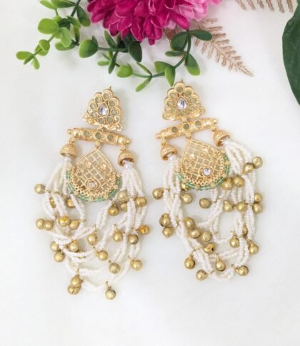 KASHMIRI GOLDEN EARRING STONE-MINT