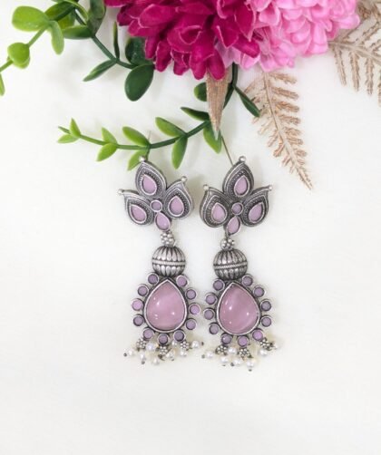 SILVER EARRING STONE-PINK