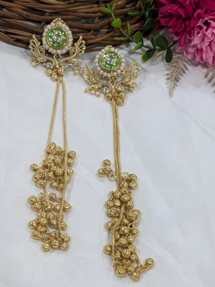 KASHMIRI EARRING  PACHI KUNDAN -PARROT GREEN