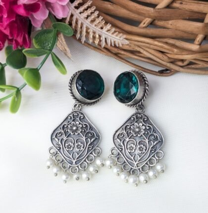 STUD EARRING STON-GREEN