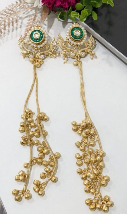 KASHMIRI EARRING  PACHI KUNDAN -GREEN