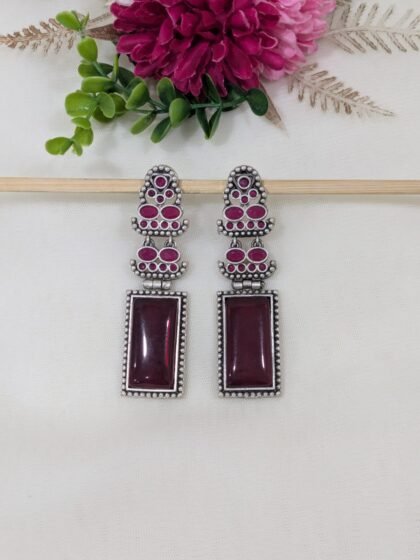 STUD STONE EARRING- RED