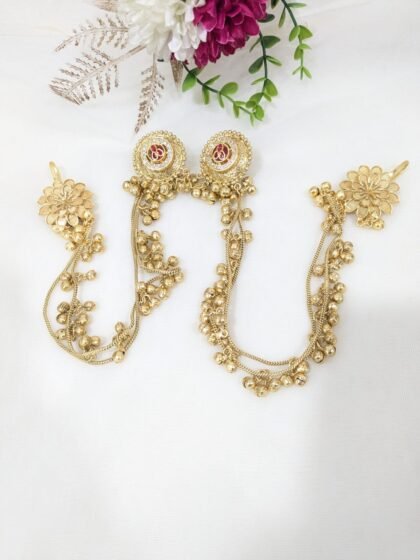 KASHMIRI EAR CHAIN EARRING GHUNGROO PATTERN