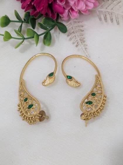 PEACOCK KASHMIRI   EARCUFF  STONE - GREEN