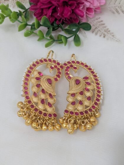 PEACOCK KASHMIRI   EARCUFF  STONE - RED